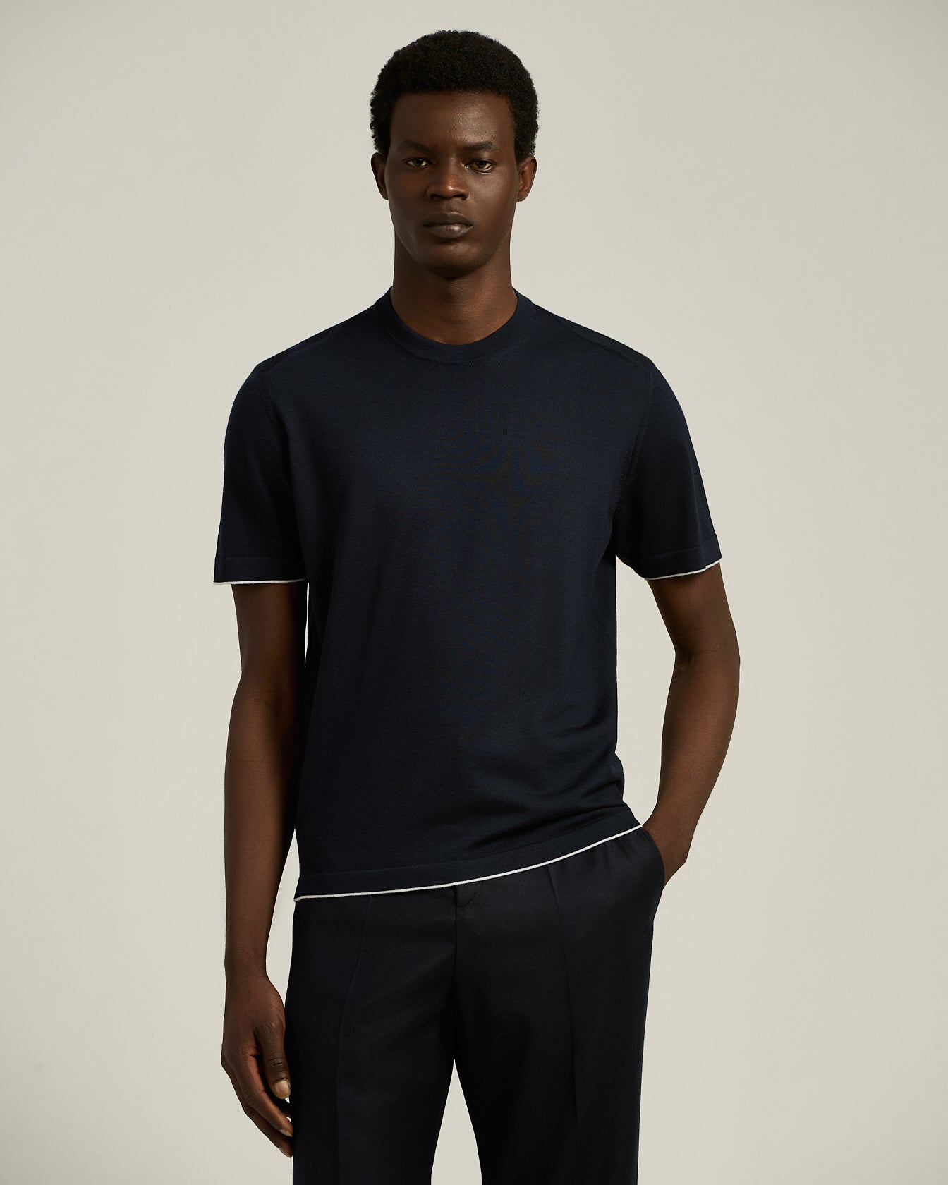 CREW NECK T-SHIRT IN EXTRA-FINE WOOL