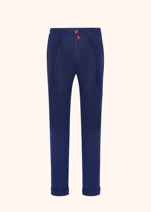 Kiton blue trousers for man, in virgin wool 1