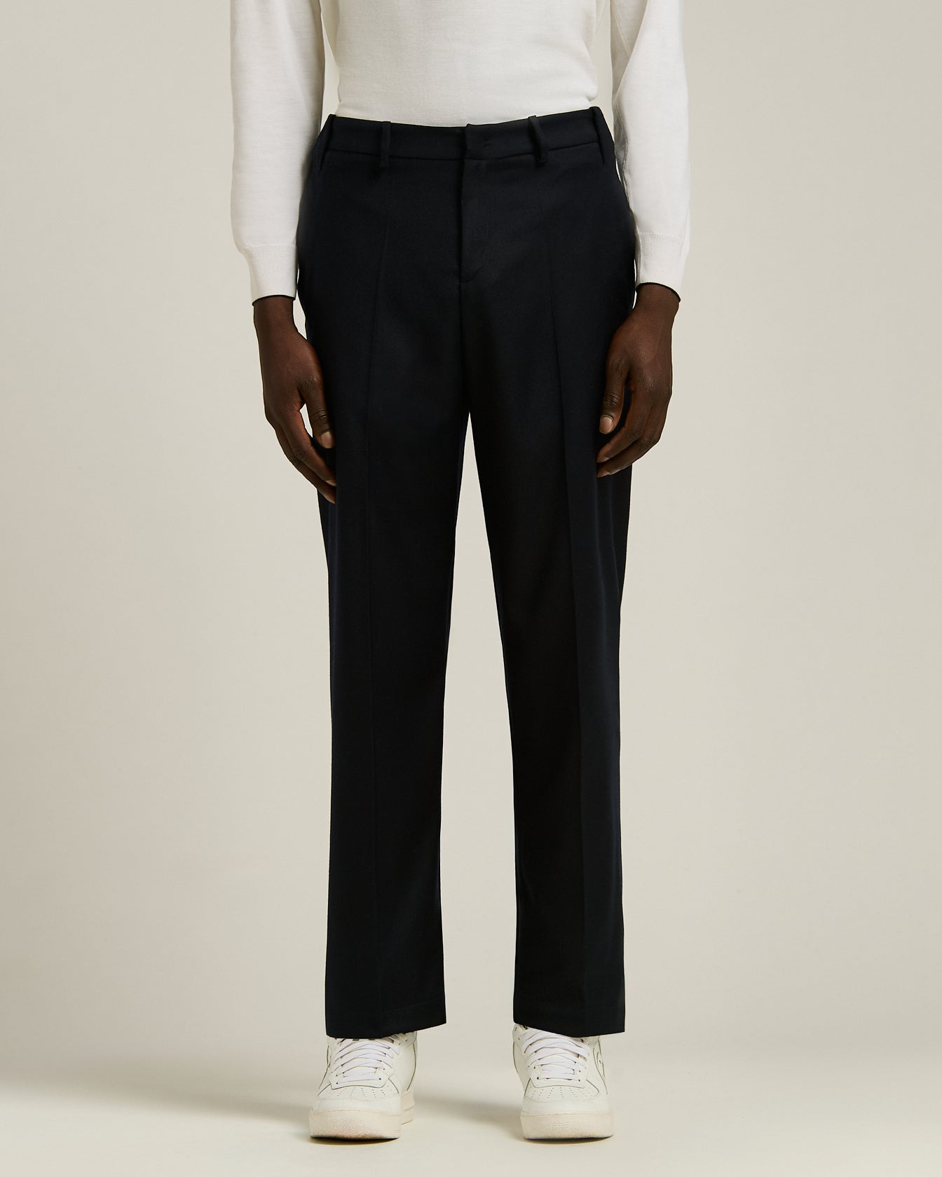 FORMAL-CUT WORSTED WOOL TROUSERS