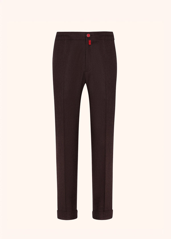 Kiton brown trousers for man, in virgin wool 1