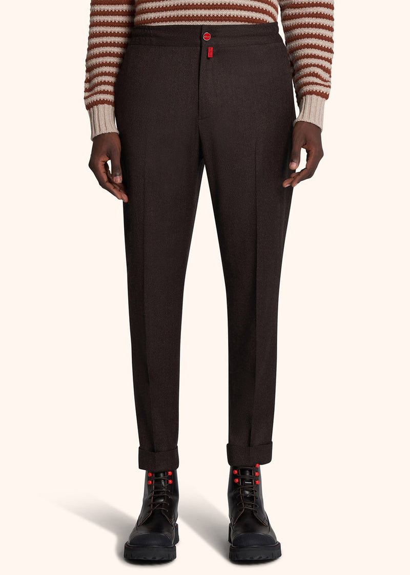 Kiton brown trousers for man, in virgin wool 2