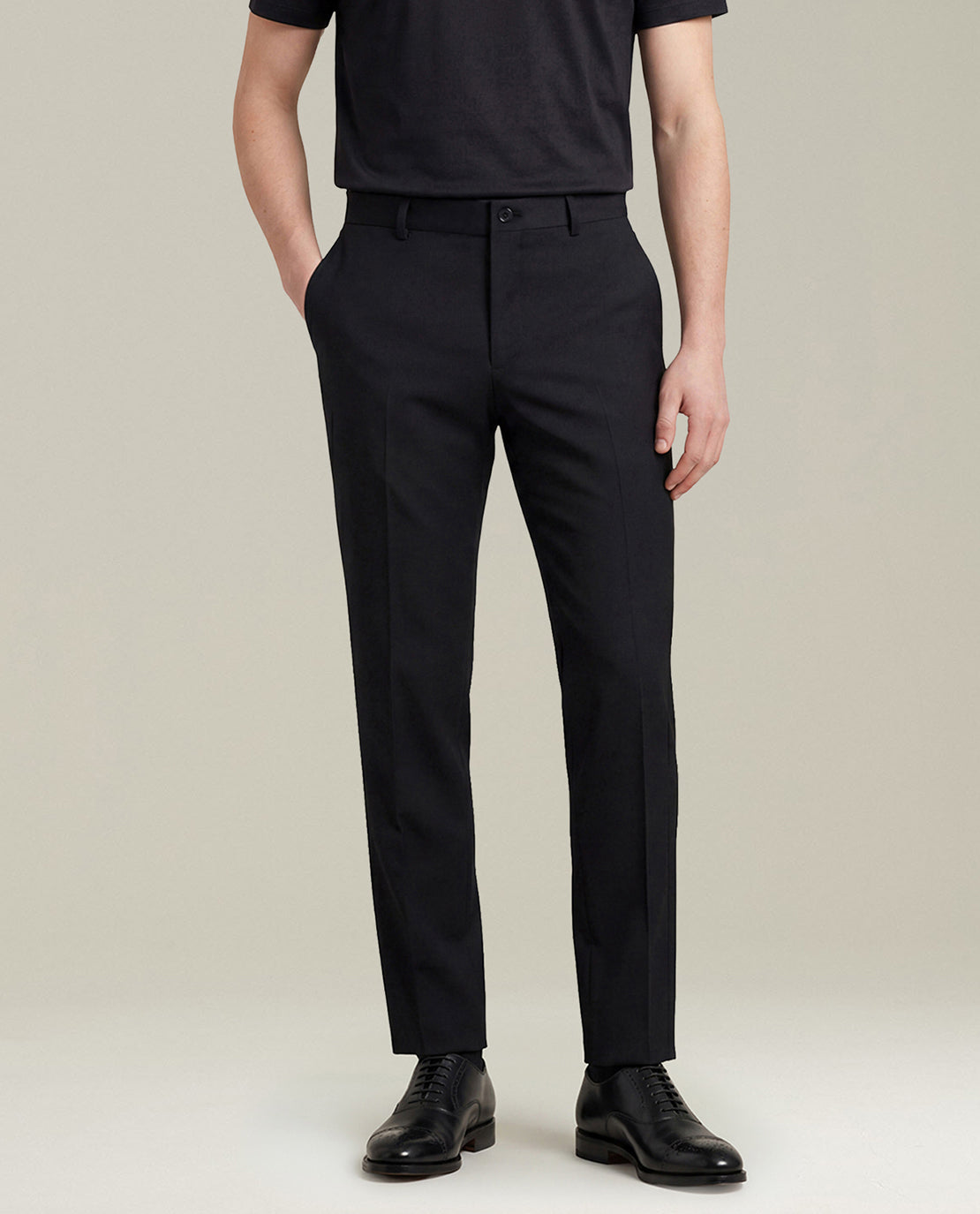 BLACK 150’S WOOL TROUSERS