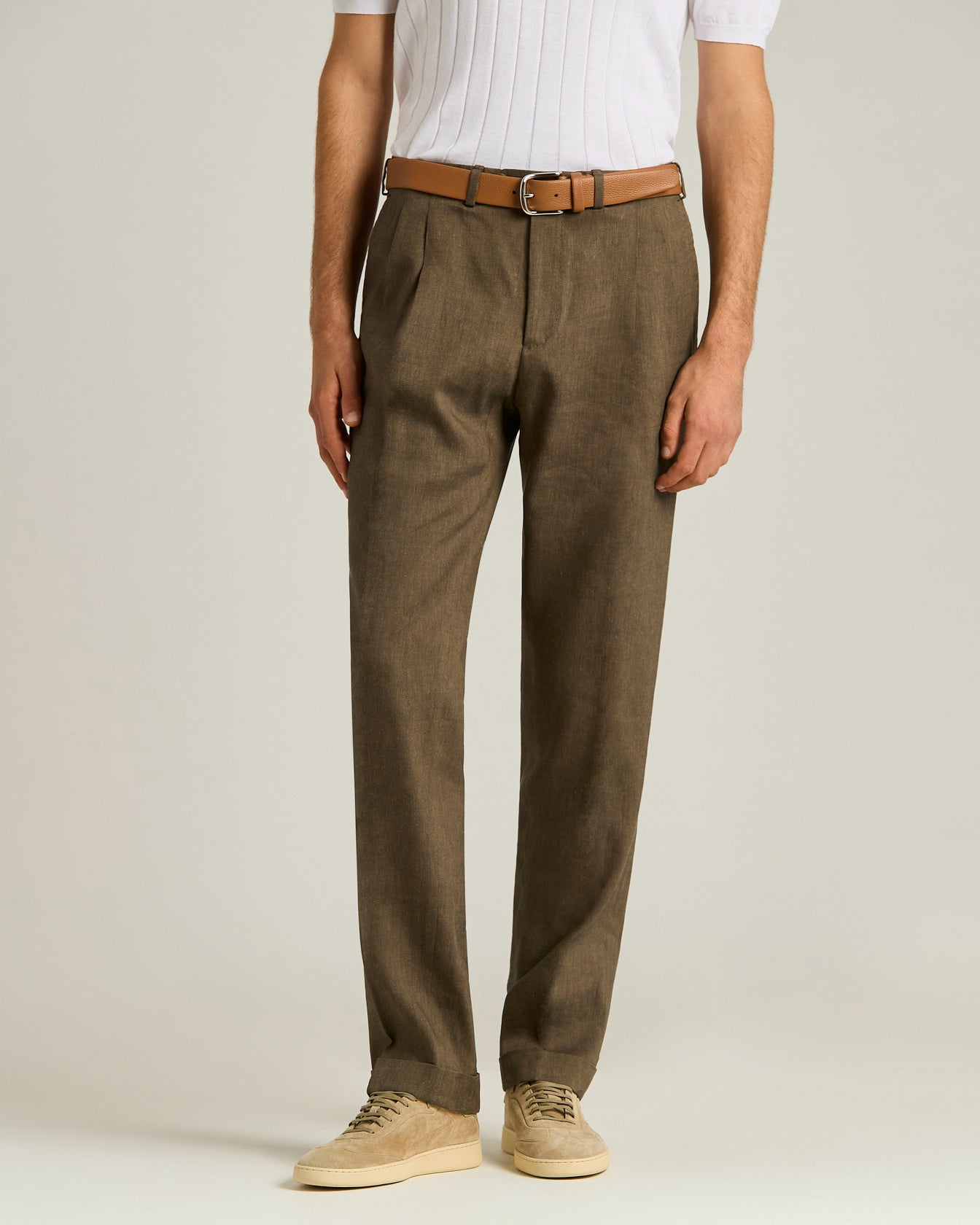 TAILORED LINEN AND WOOL TROUSERS