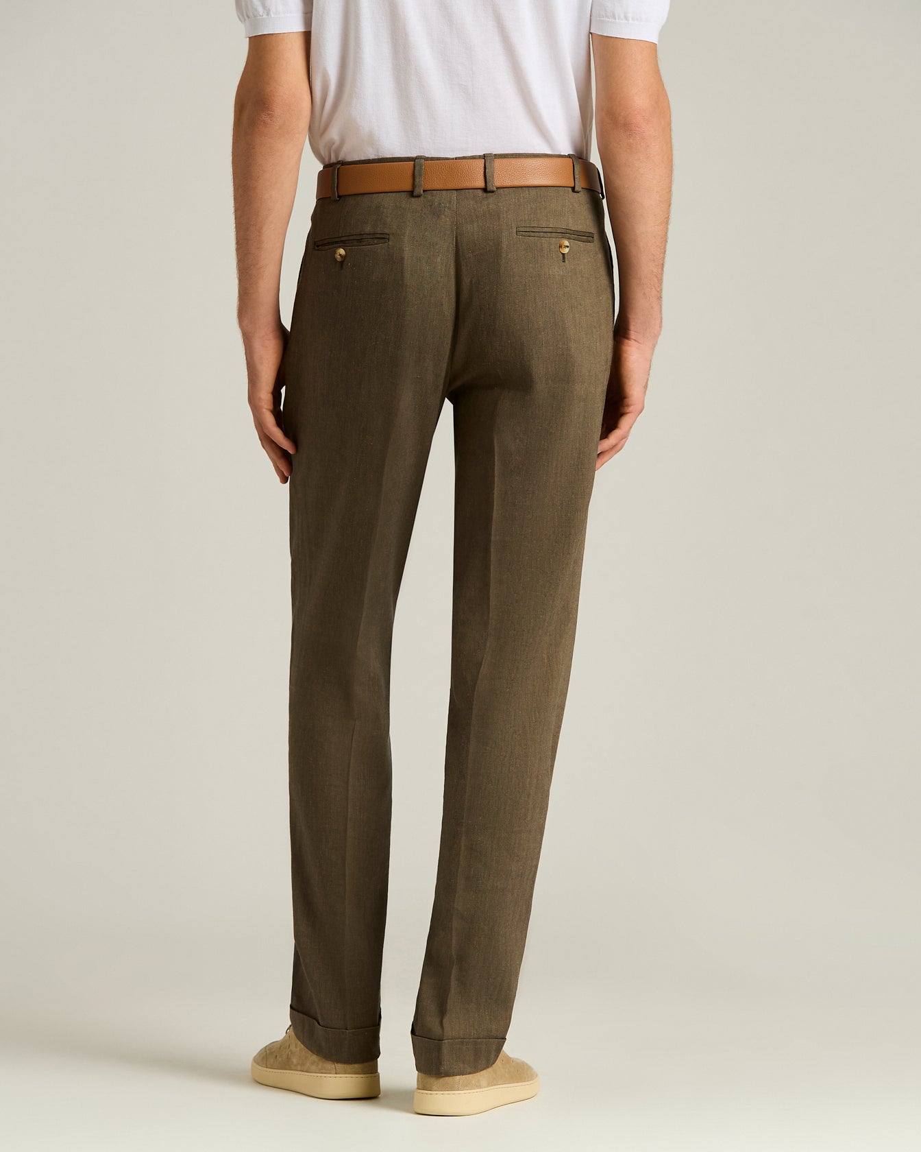 Men's tailored linen and wool brown trousers | Kiton Men's tailored linen and wool brown trousers | Kiton