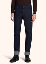 Kiton indigo trousers for man, in cotton 2