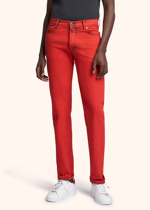 Kiton red trousers for man, in cotton 2