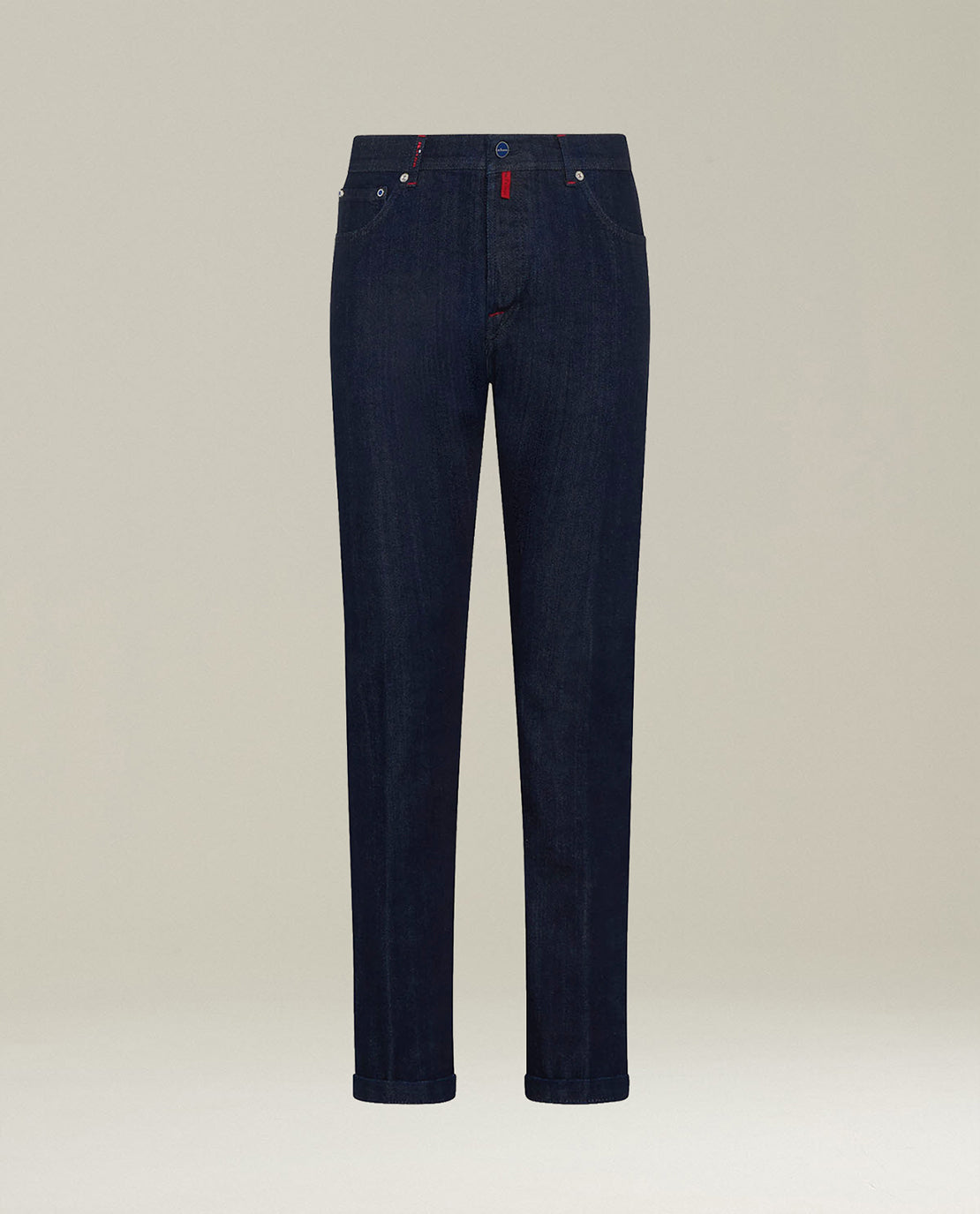 DARK BLUE STRETCH DENIM FIVE-POCKET JEANS