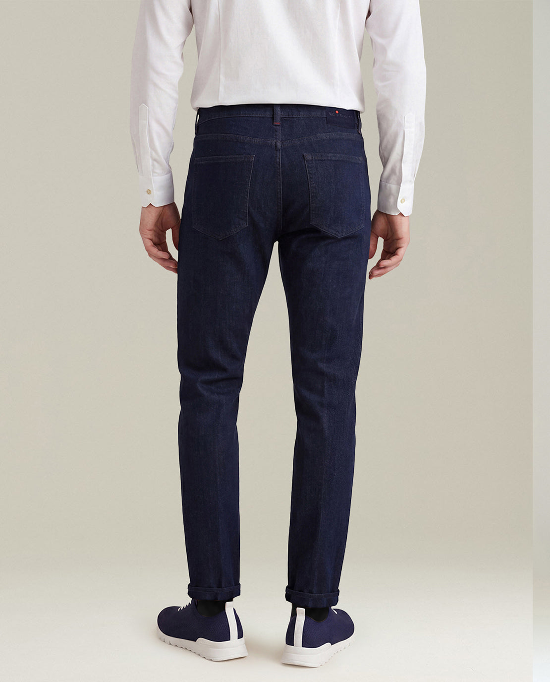 DARK BLUE STRETCH DENIM FIVE-POCKET JEANS