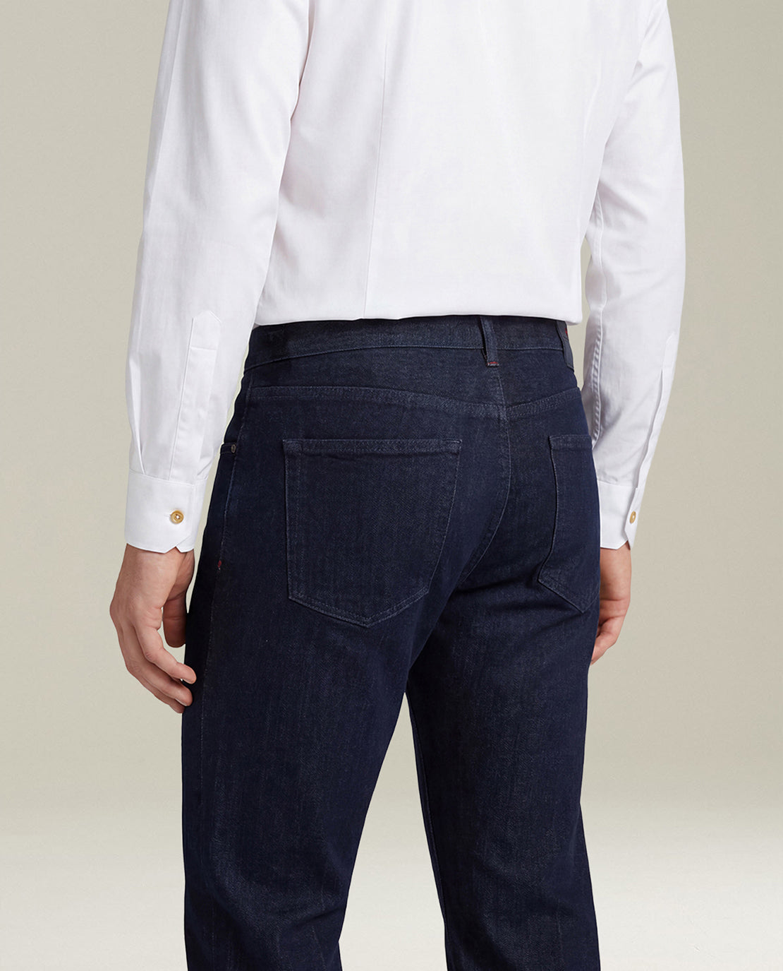 DARK BLUE STRETCH DENIM FIVE-POCKET JEANS