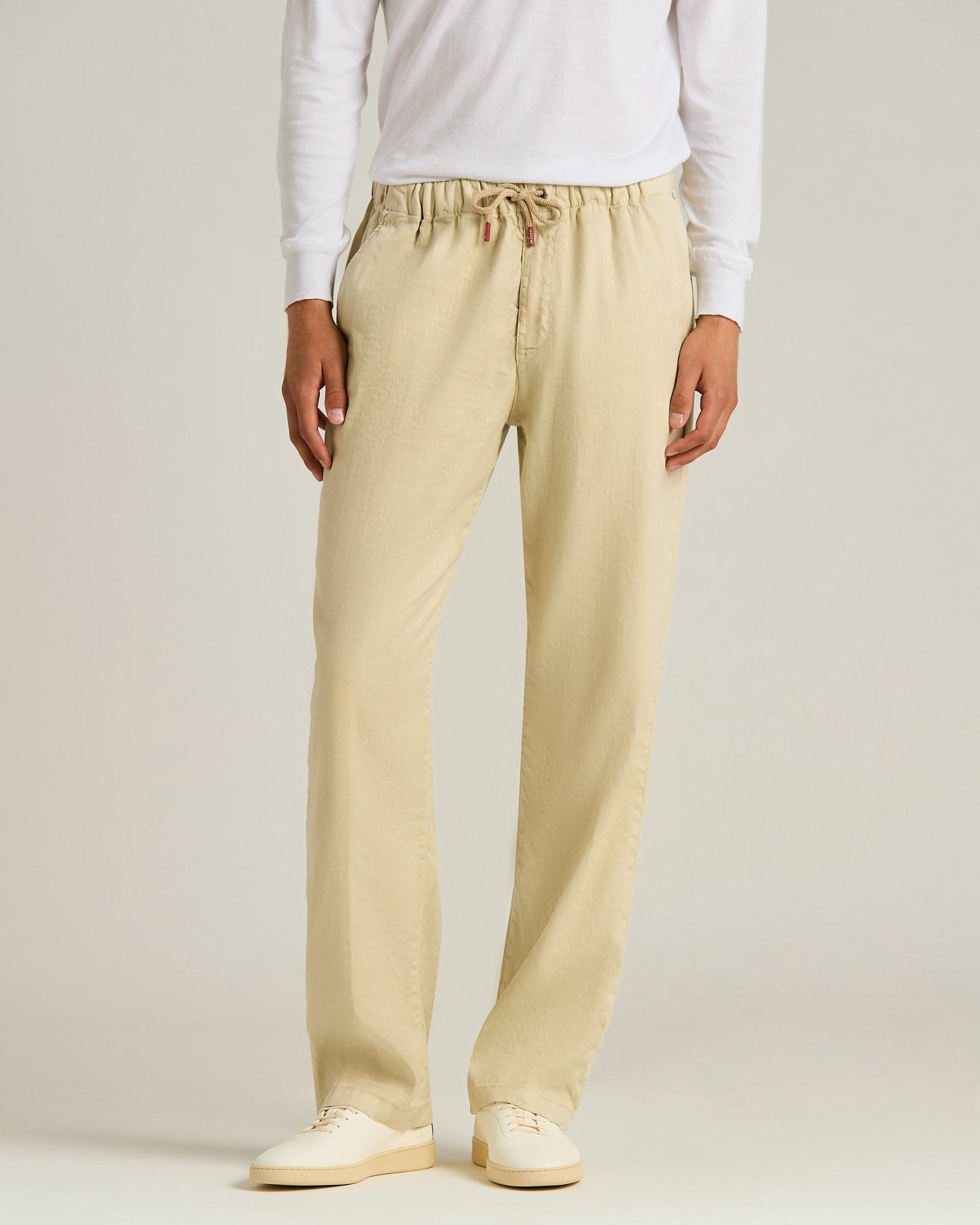 LINEN AND COTTON BLEND TROUSERS