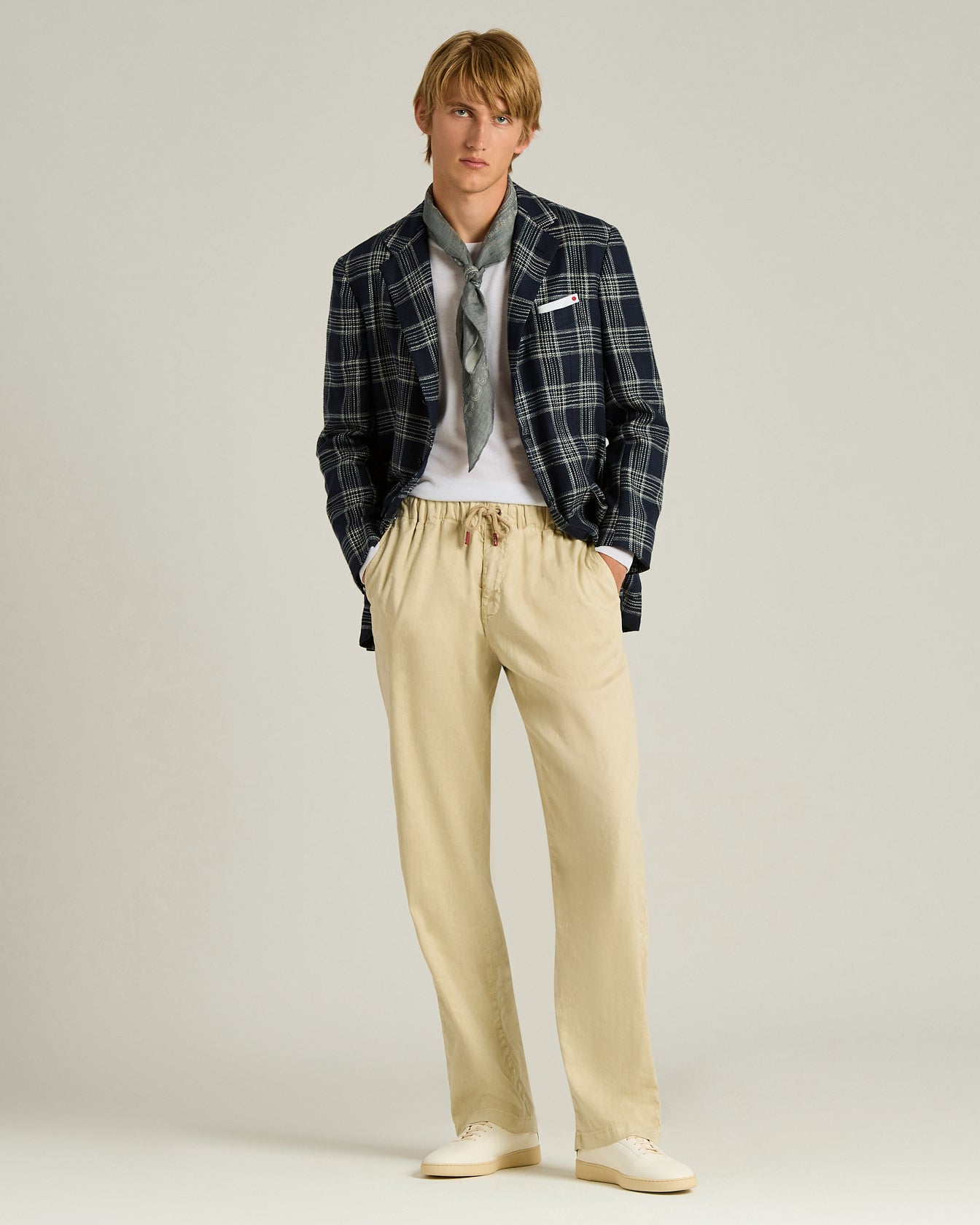 LINEN AND COTTON BLEND TROUSERS