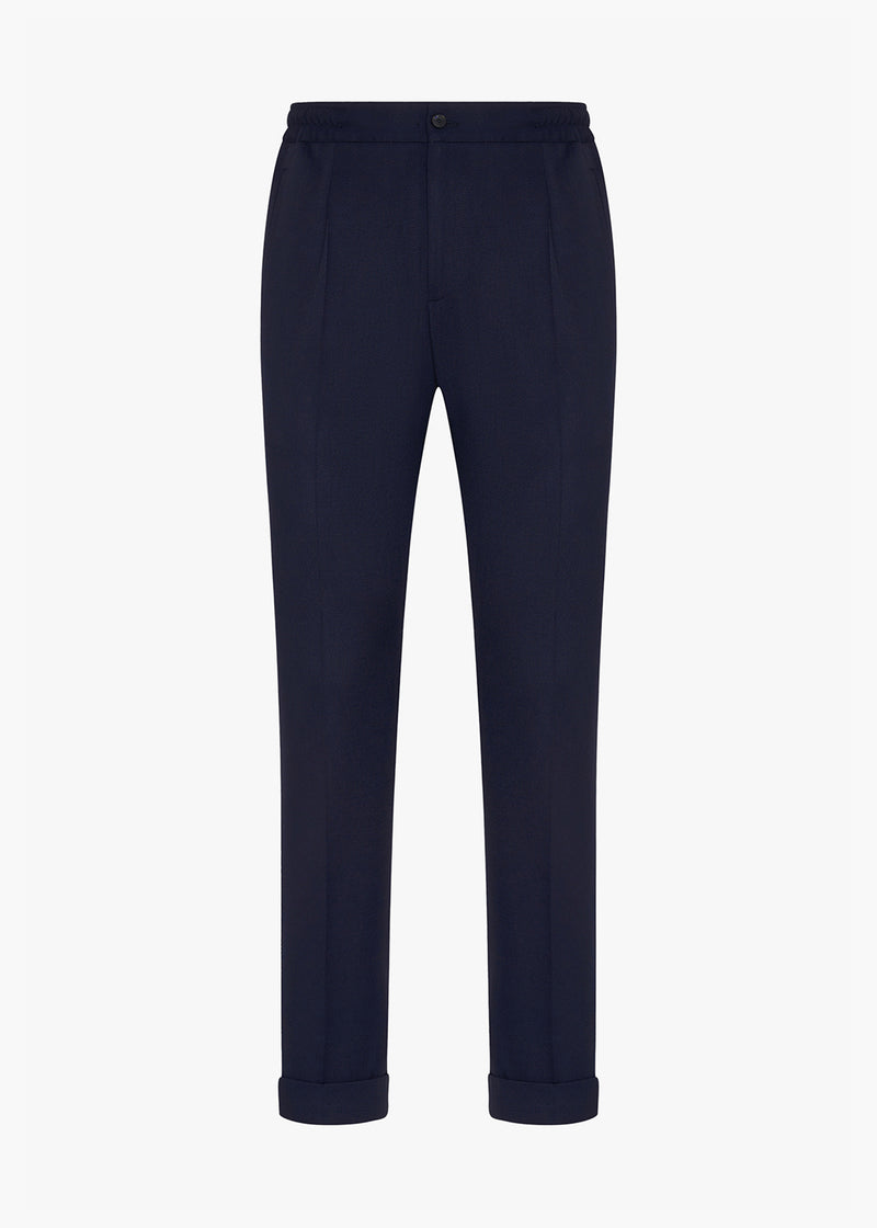 Knt blue trousers for man, in virgin wool 1