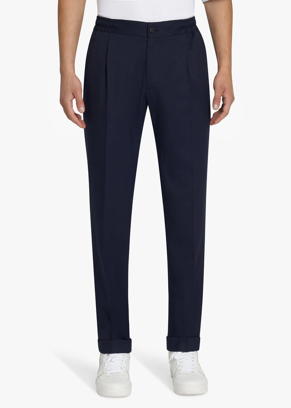 Knt blue trousers for man, in virgin wool 2