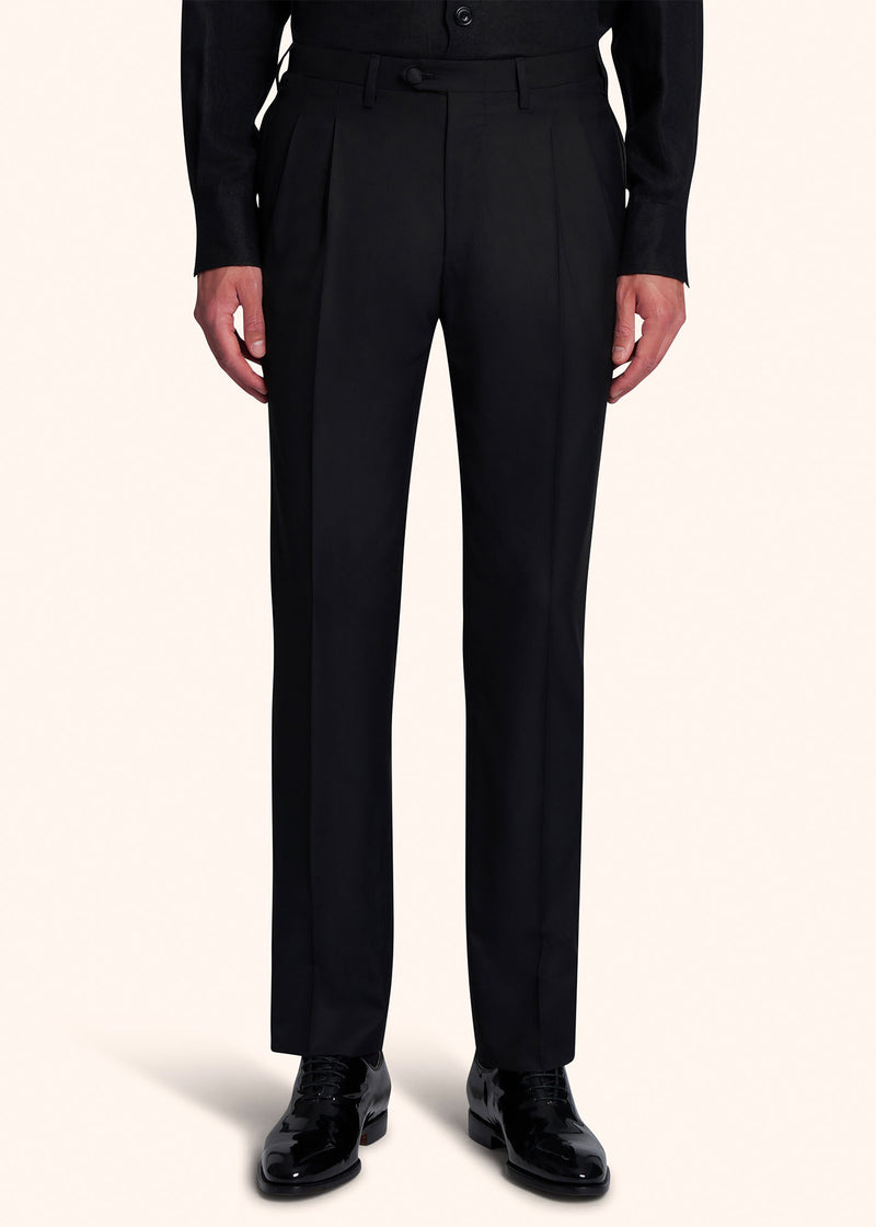 Kiton black tuxedo trousers for man, in wool 2