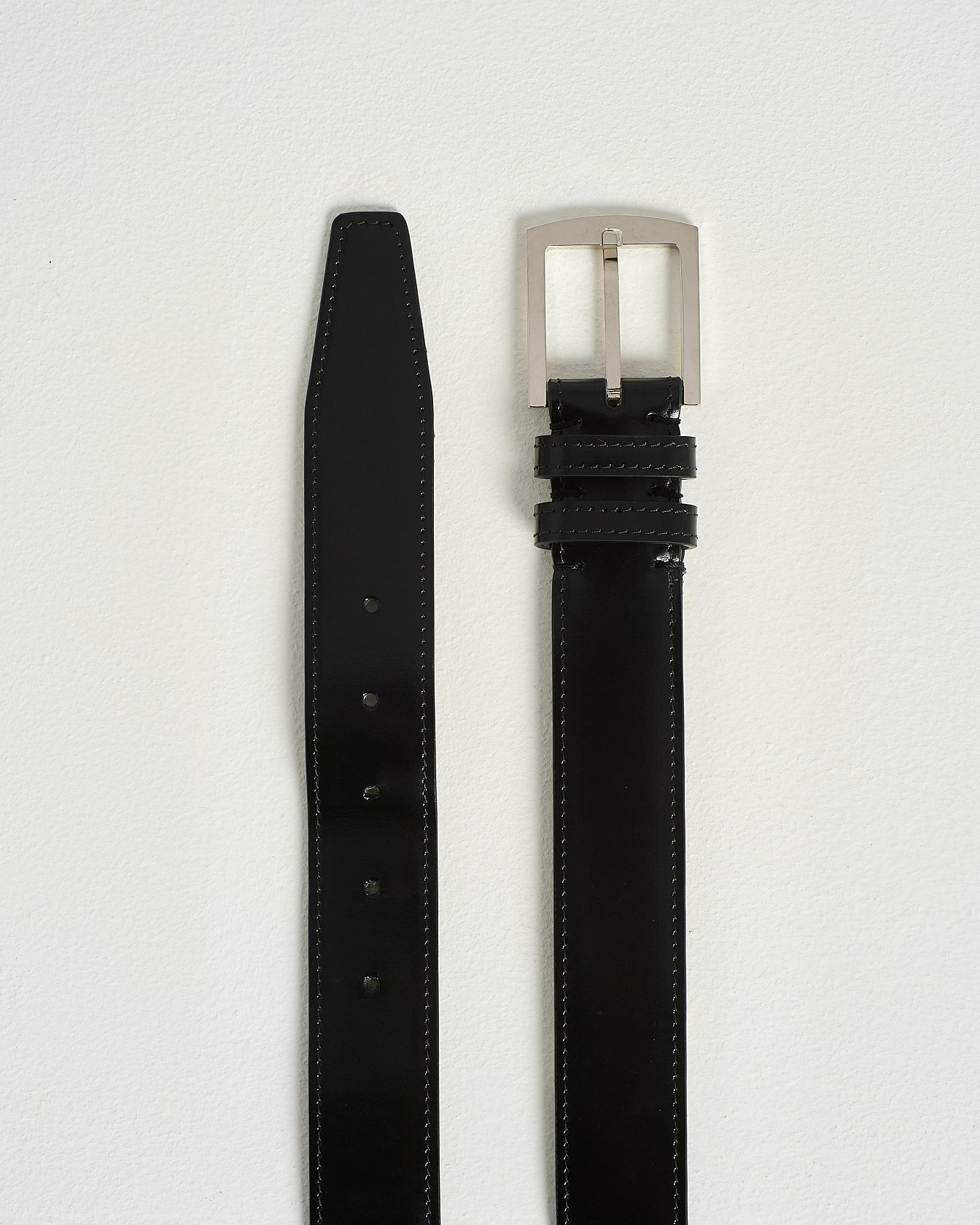 CALFSKIN LEATHER BELT WITH POLISHED BUCKLE