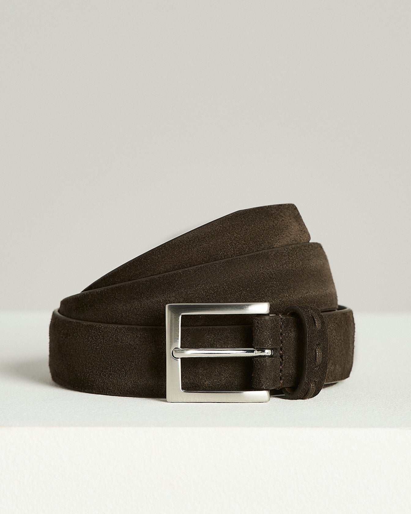 SUEDE LEATHER BELT WITH SATIN-FINISH BUCKLE