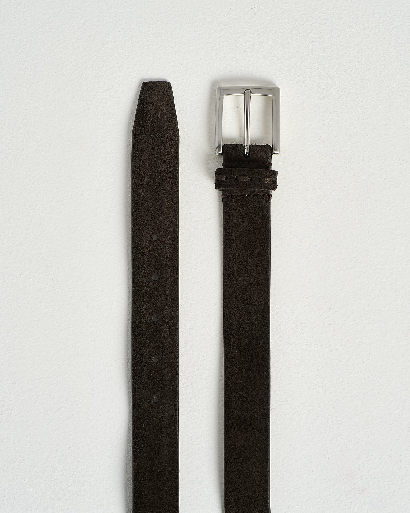 SUEDE LEATHER BELT WITH SATIN-FINISH BUCKLE