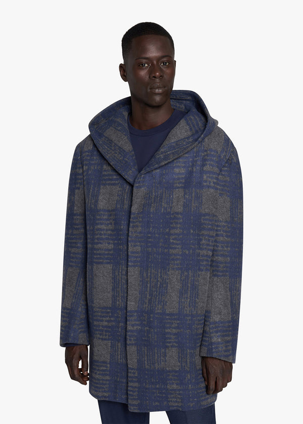 Knt grey/blue overcoat in cashmere 2