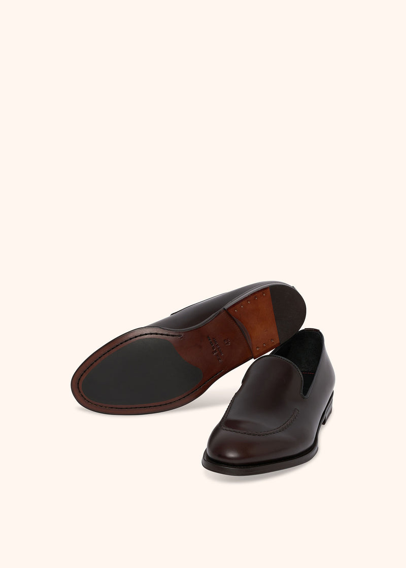 Kiton dark brown loafer shoes for man, in calfskin 3