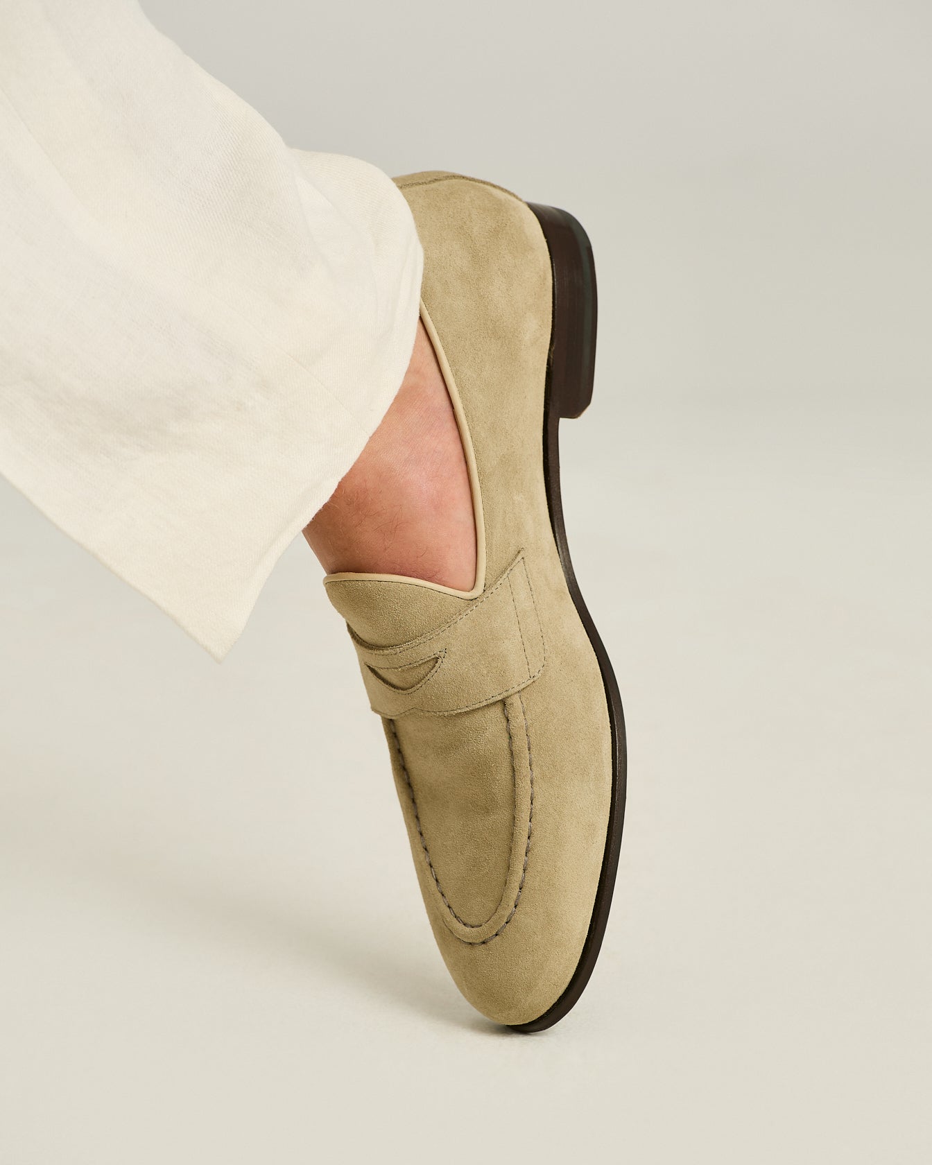 mens suede dress loafers Men's Lincoln Penny Loafer In Tan 'Cider' Oil Snuff day comfort for versatile wear. Suede Loafers Light Beige Calfskin