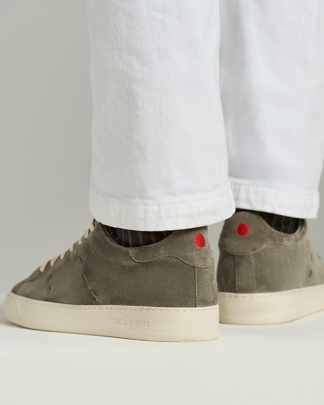 SUEDE SNEAKERS WITH CONTRAST STITCHING AND RUBBER SOLE
