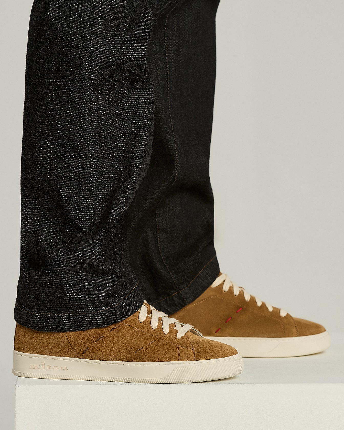 SUEDE SNEAKERS WITH CONTRAST STITCHING AND RUBBER SOLE