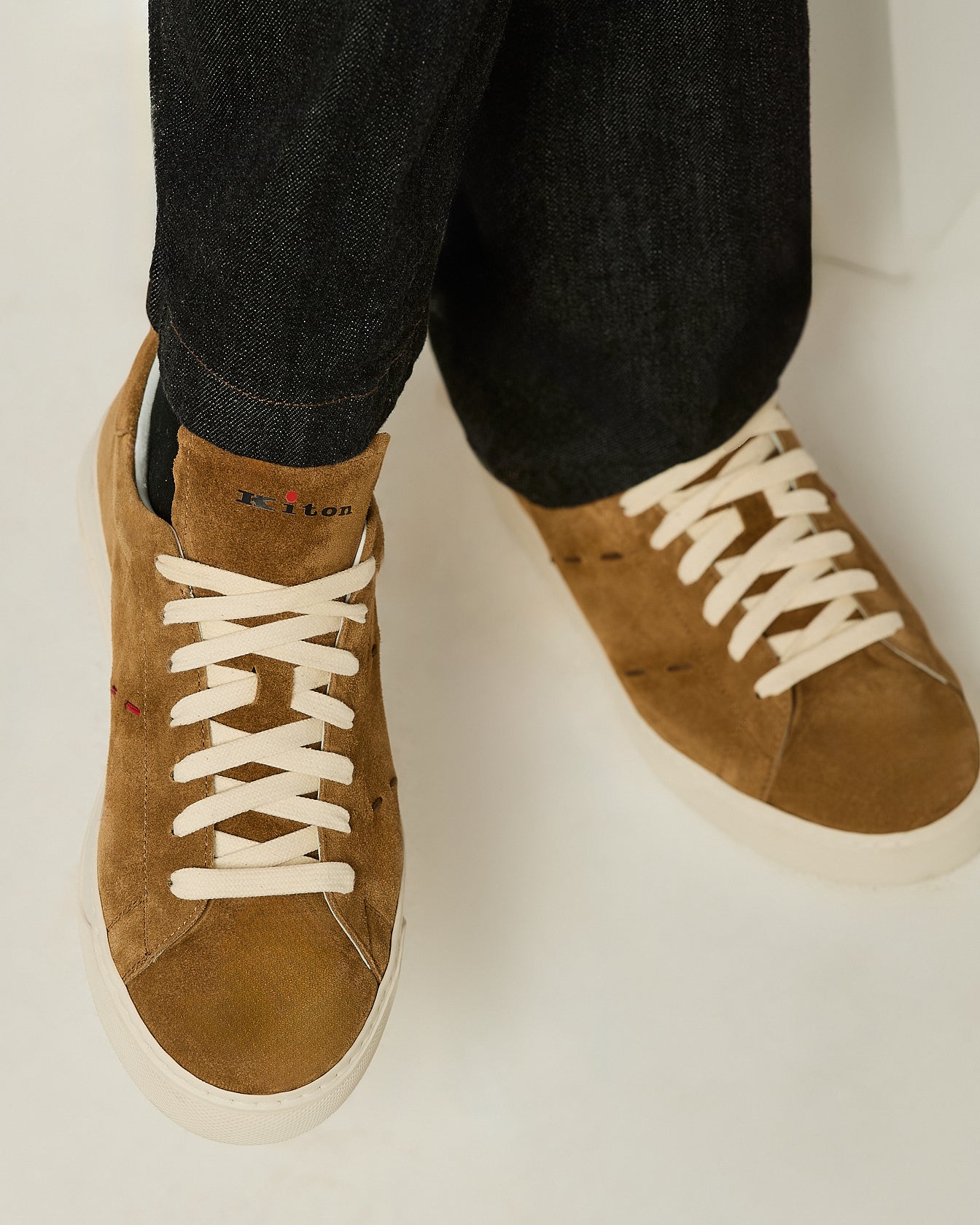 SUEDE SNEAKERS WITH CONTRAST STITCHING AND RUBBER SOLE