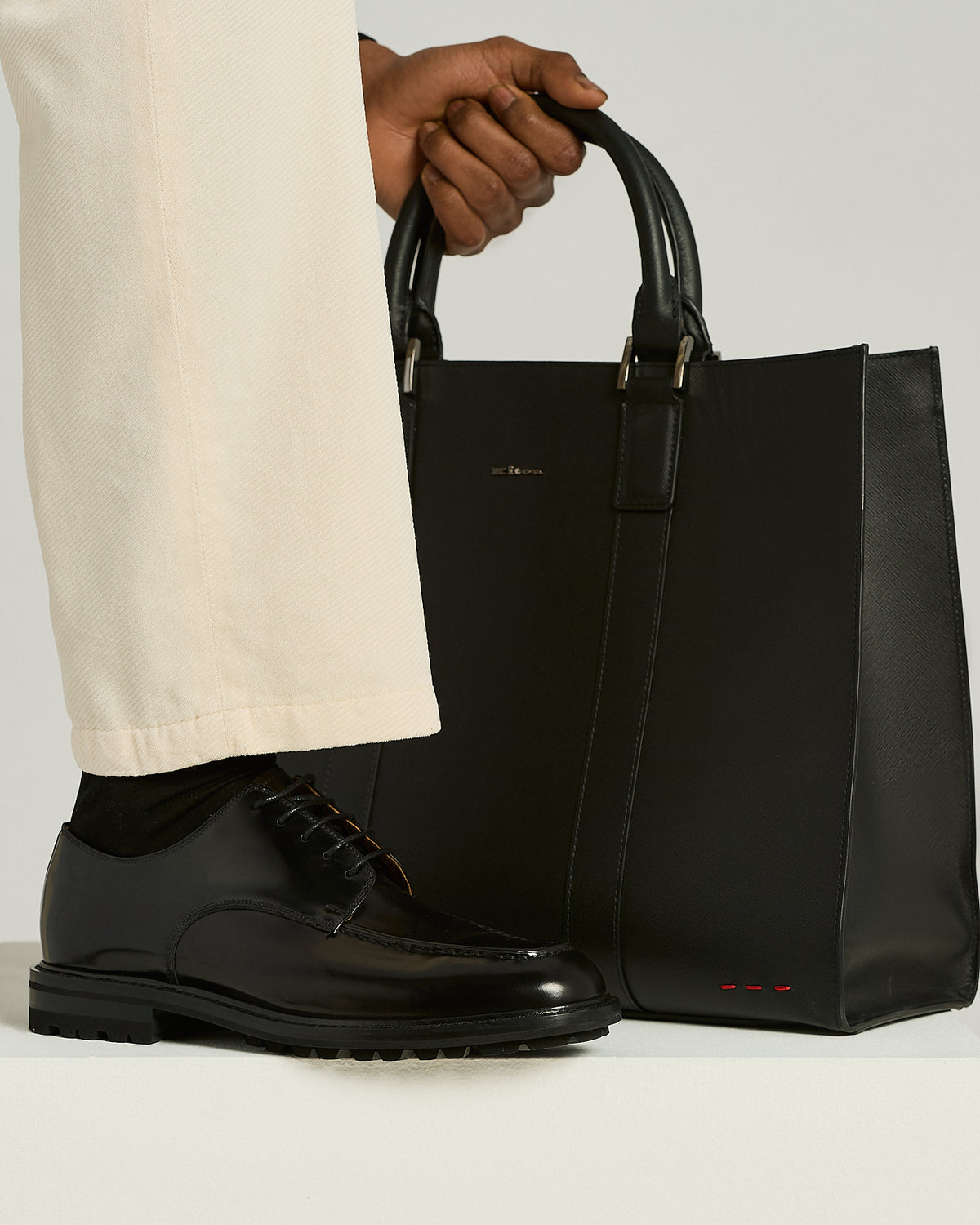 BLACK BRUSHED CALFSKIN DERBY SHOES WITH LUG SOLE 3