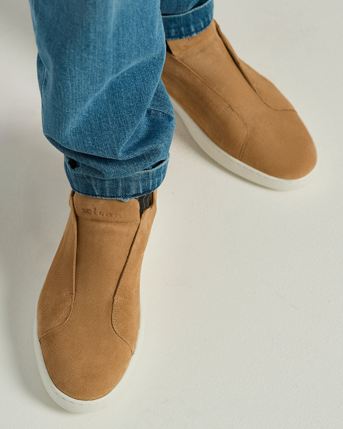 COGNAC SUEDE SLIP-ON SNEAKERS 3