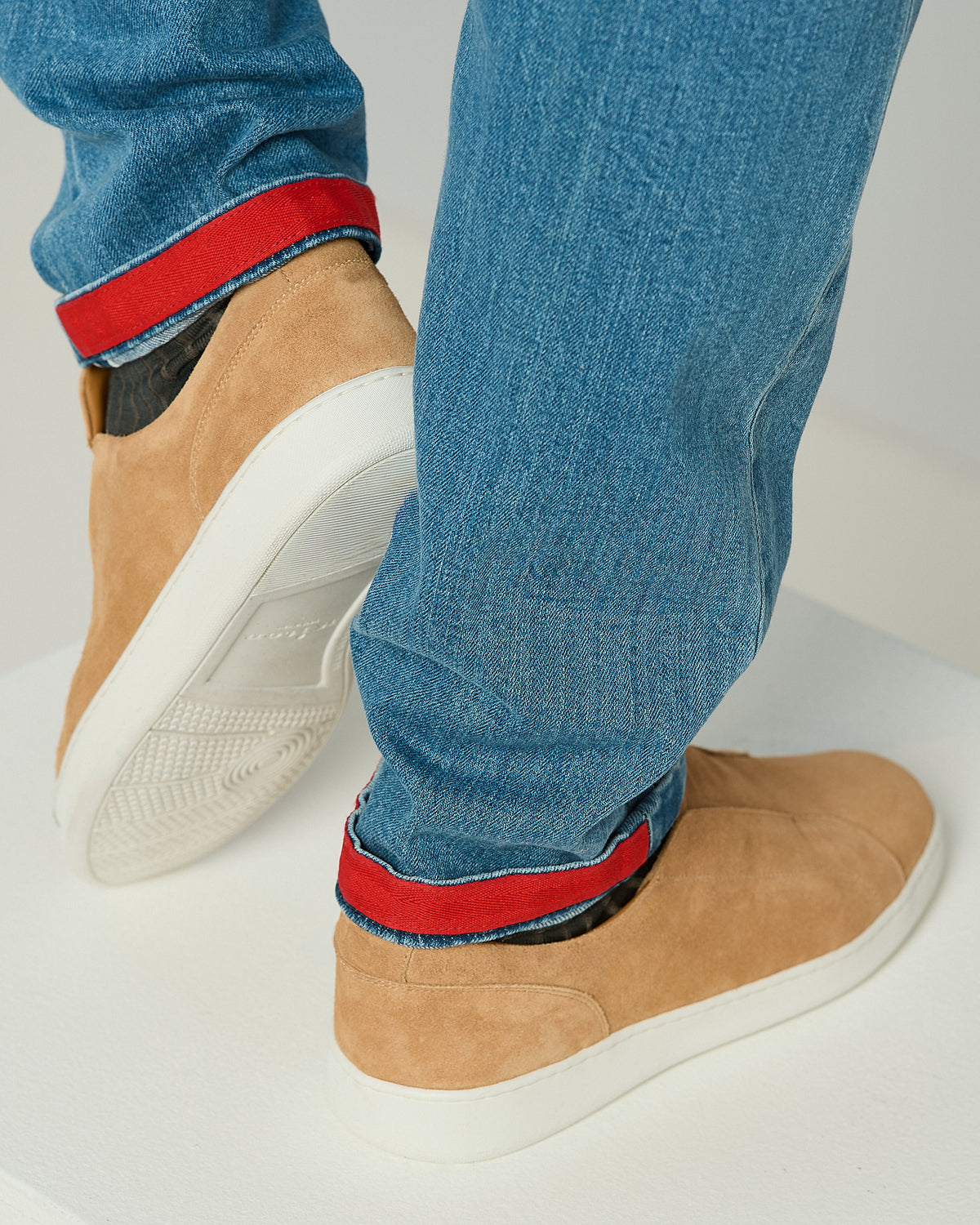 COGNAC SUEDE SLIP-ON SNEAKERS 4