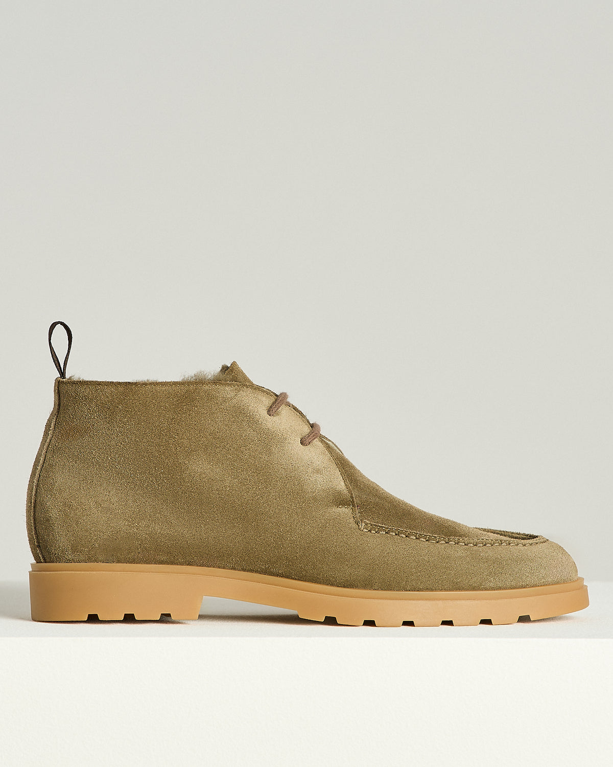 MUD SUEDE HIGH-TOP SHOES WITH SHEARLING LINING AND LUG SOLE 1