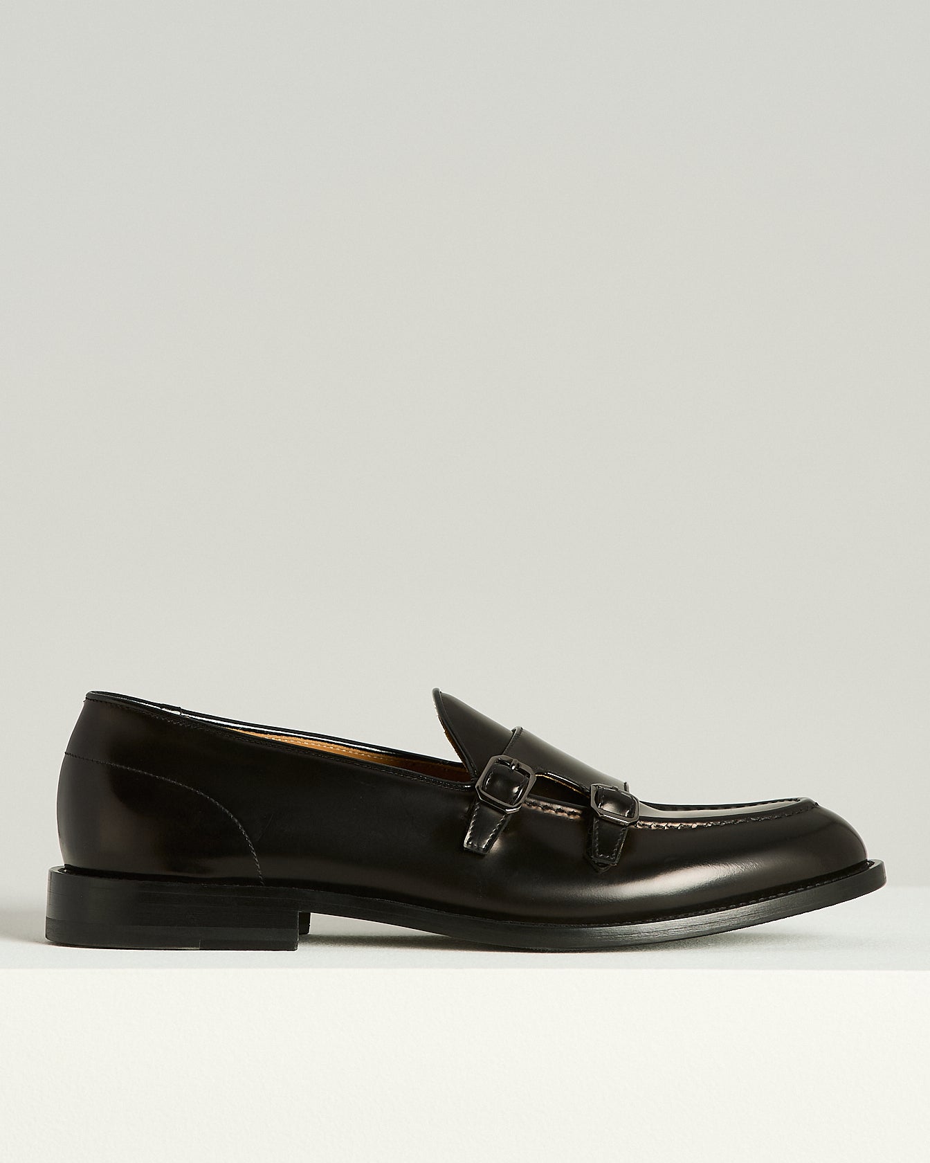 BRUSHED CALFSKIN DOUBLE MONK STRAP LOAFERS