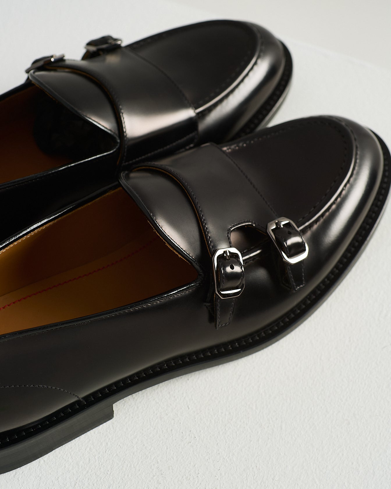 BRUSHED CALFSKIN DOUBLE MONK STRAP LOAFERS