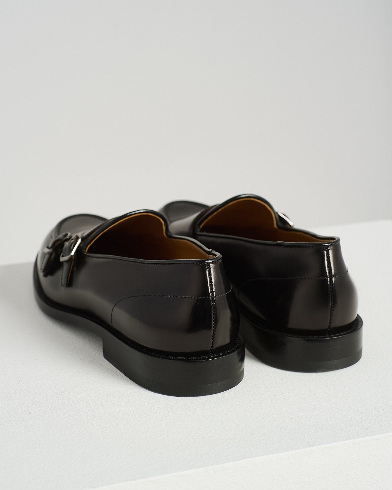BRUSHED CALFSKIN DOUBLE MONK STRAP LOAFERS