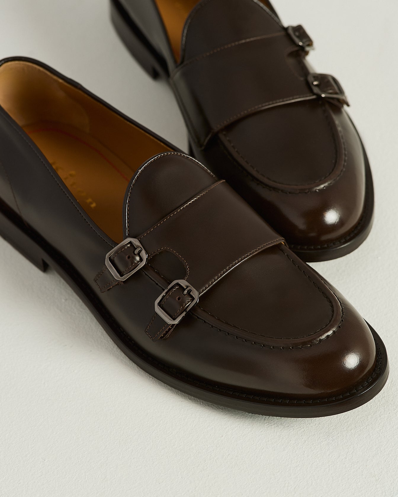 BRUSHED CALFSKIN DOUBLE MONK STRAP LOAFERS