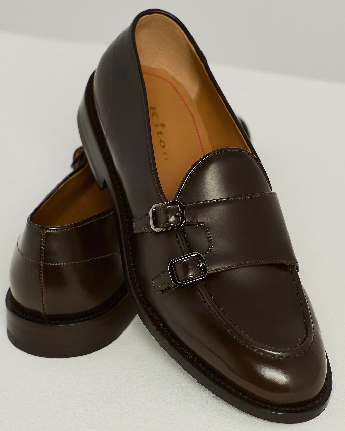 BRUSHED CALFSKIN DOUBLE MONK STRAP LOAFERS