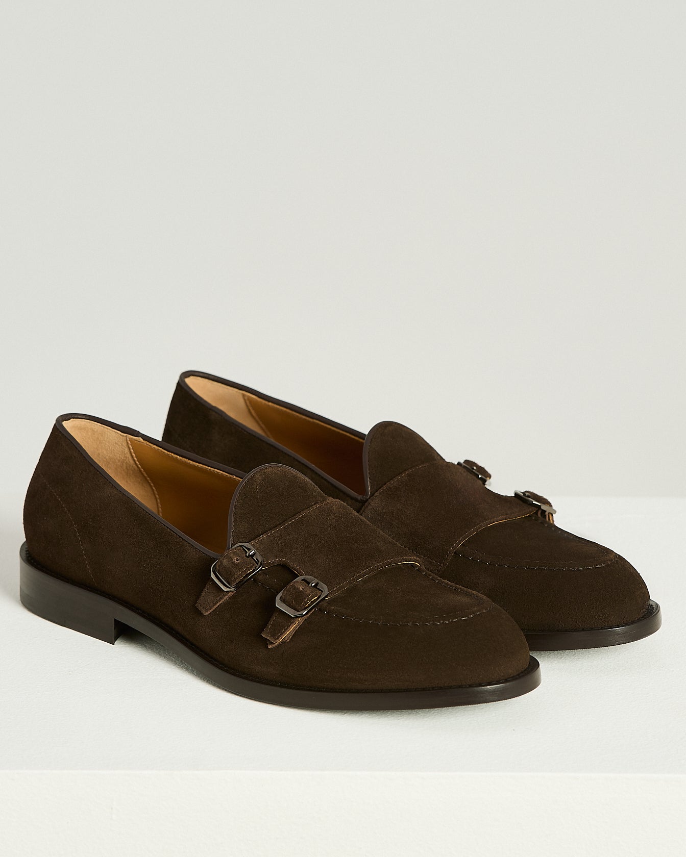 SUEDE DOUBLE MONK STRAP LOAFERS