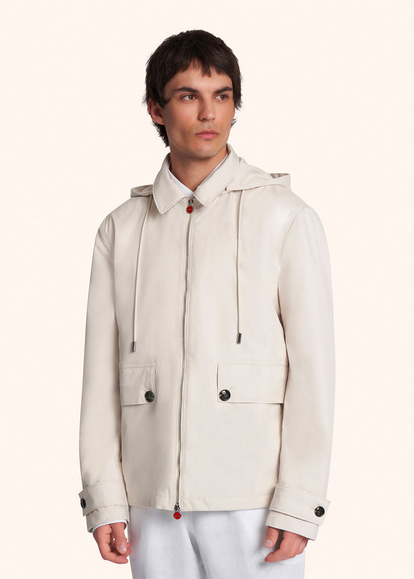 Kiton white outdoor jacket for man, in polyester 2