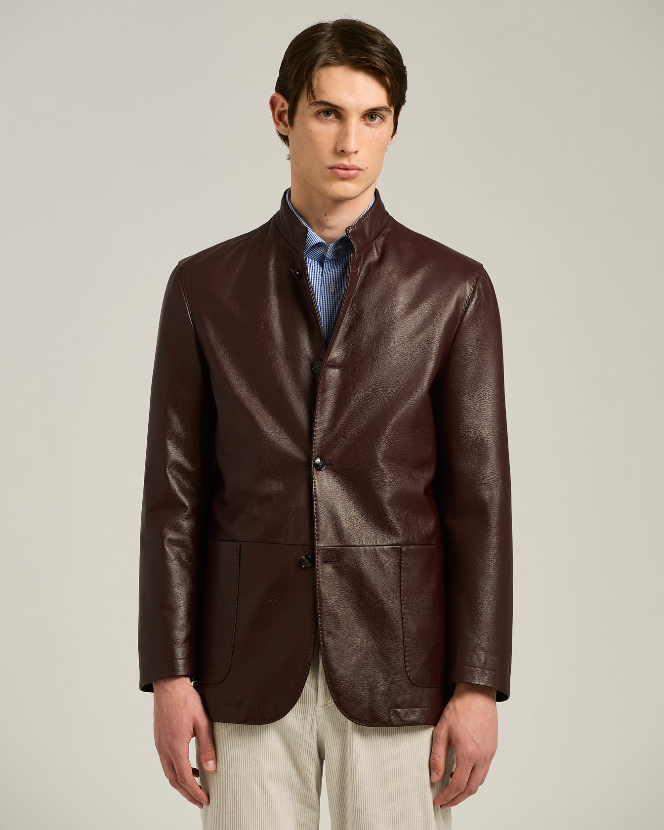 NAPPA LAMBSKIN JACKET WITH MANDARIN COLLAR