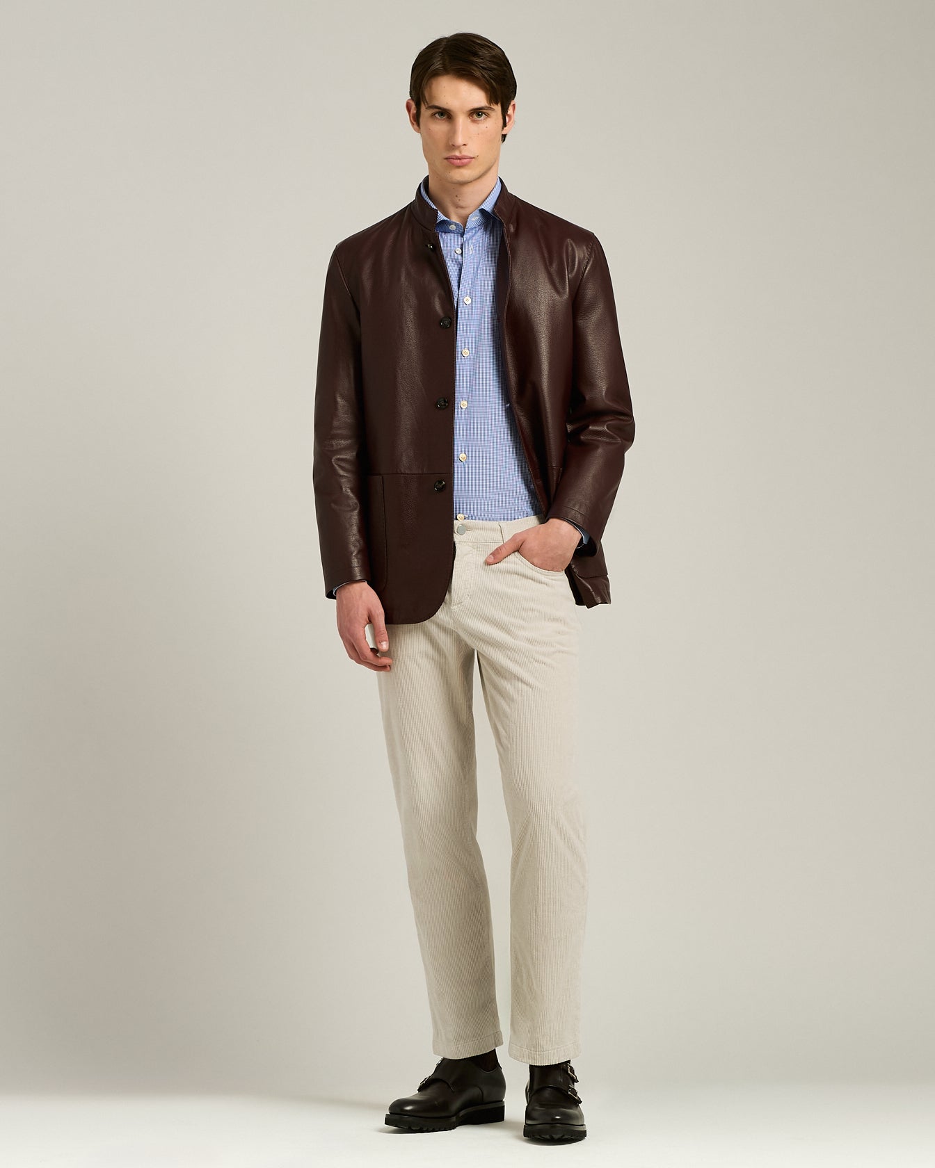 NAPPA LAMBSKIN JACKET WITH MANDARIN COLLAR