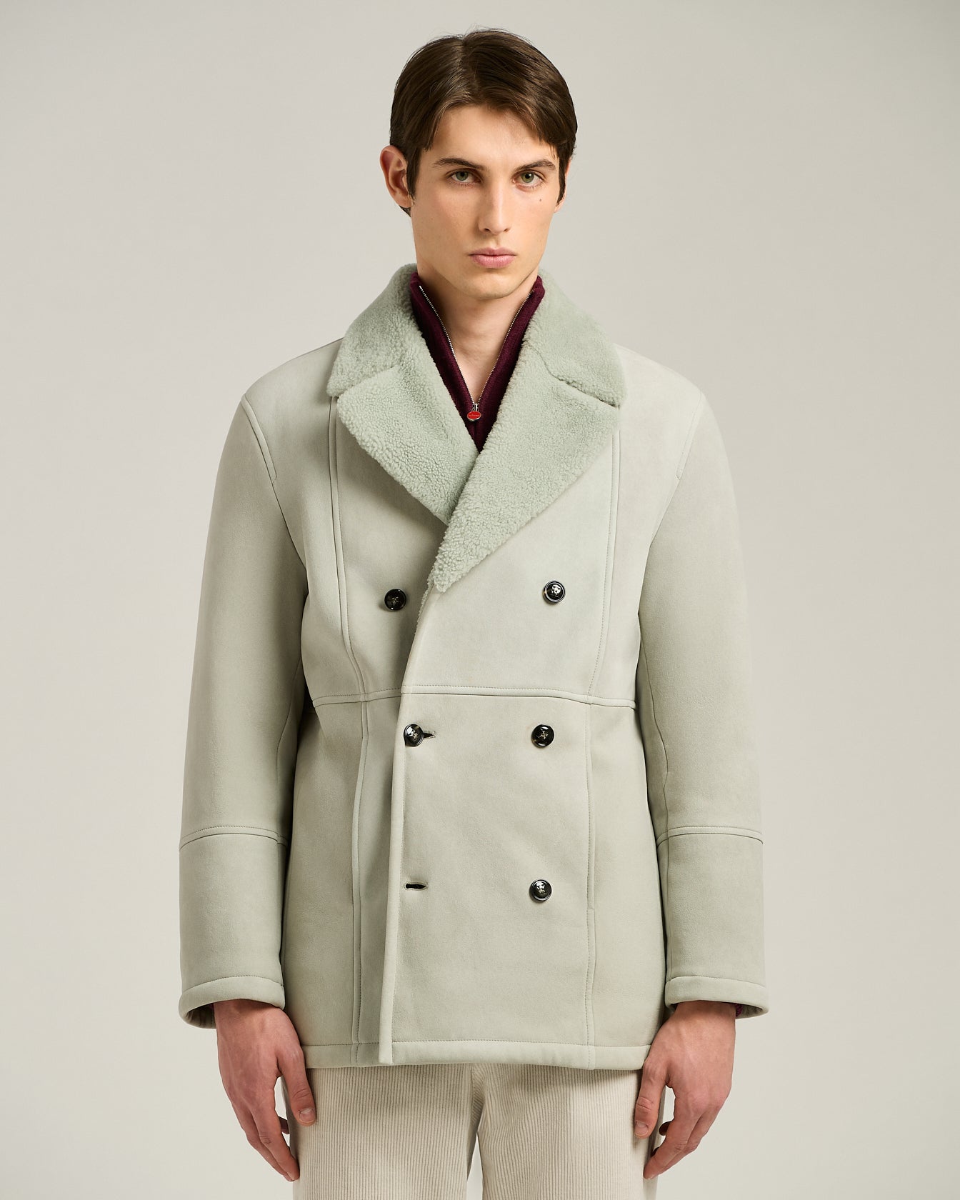 DOUBLE-BREASTED SHEARLING JACKET