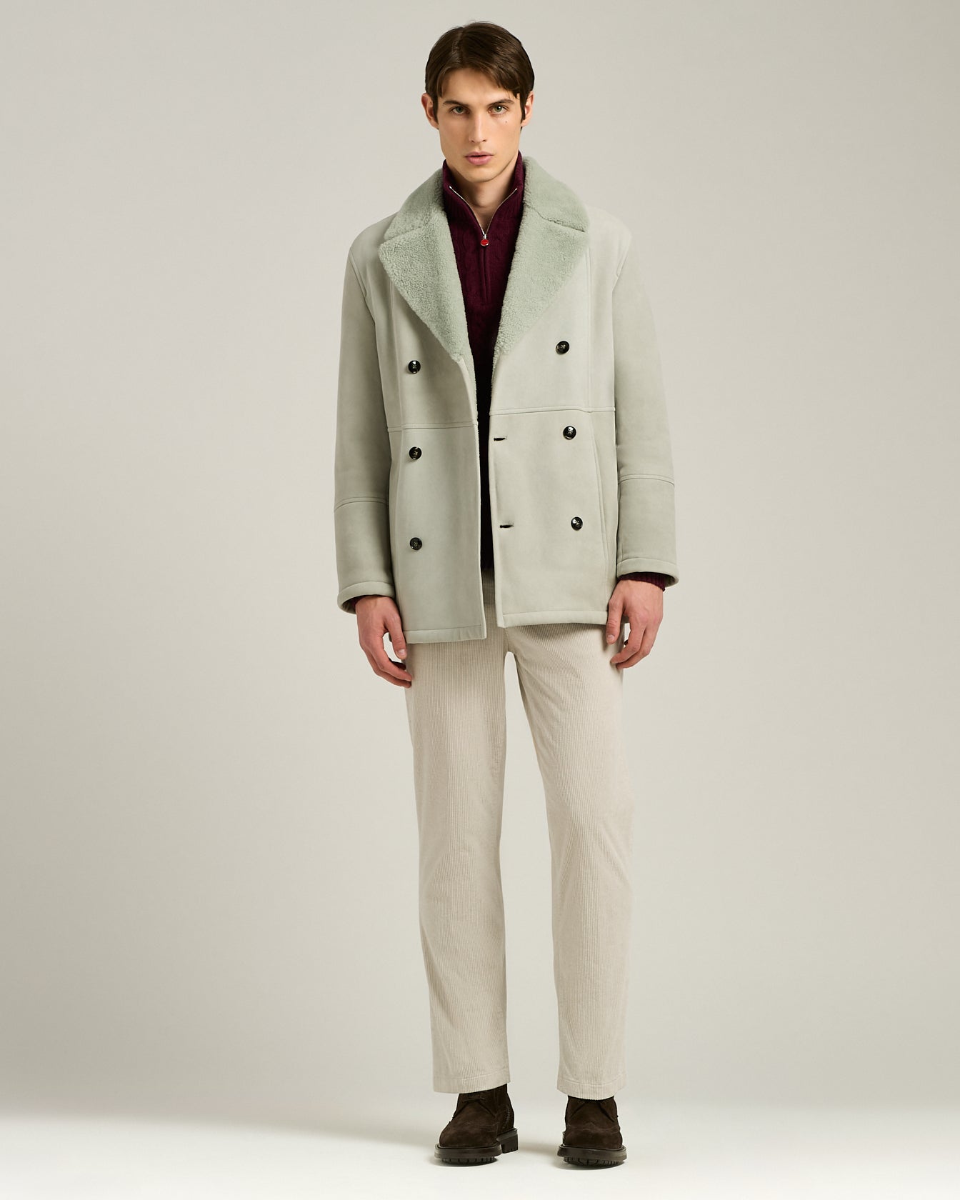 DOUBLE-BREASTED SHEARLING JACKET