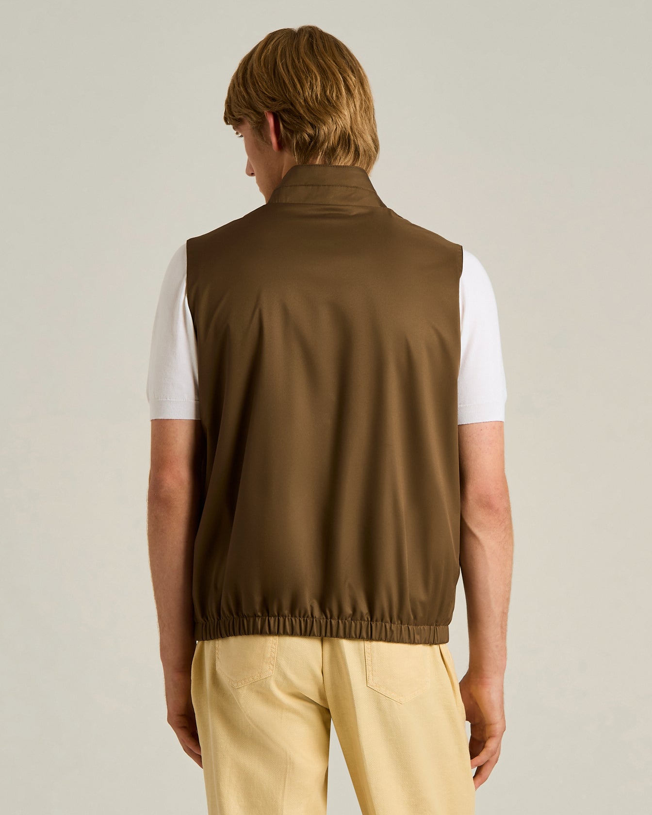 TECHNICAL FABRIC SLEEVELESS GILET WITH TWO-WAY ZIP