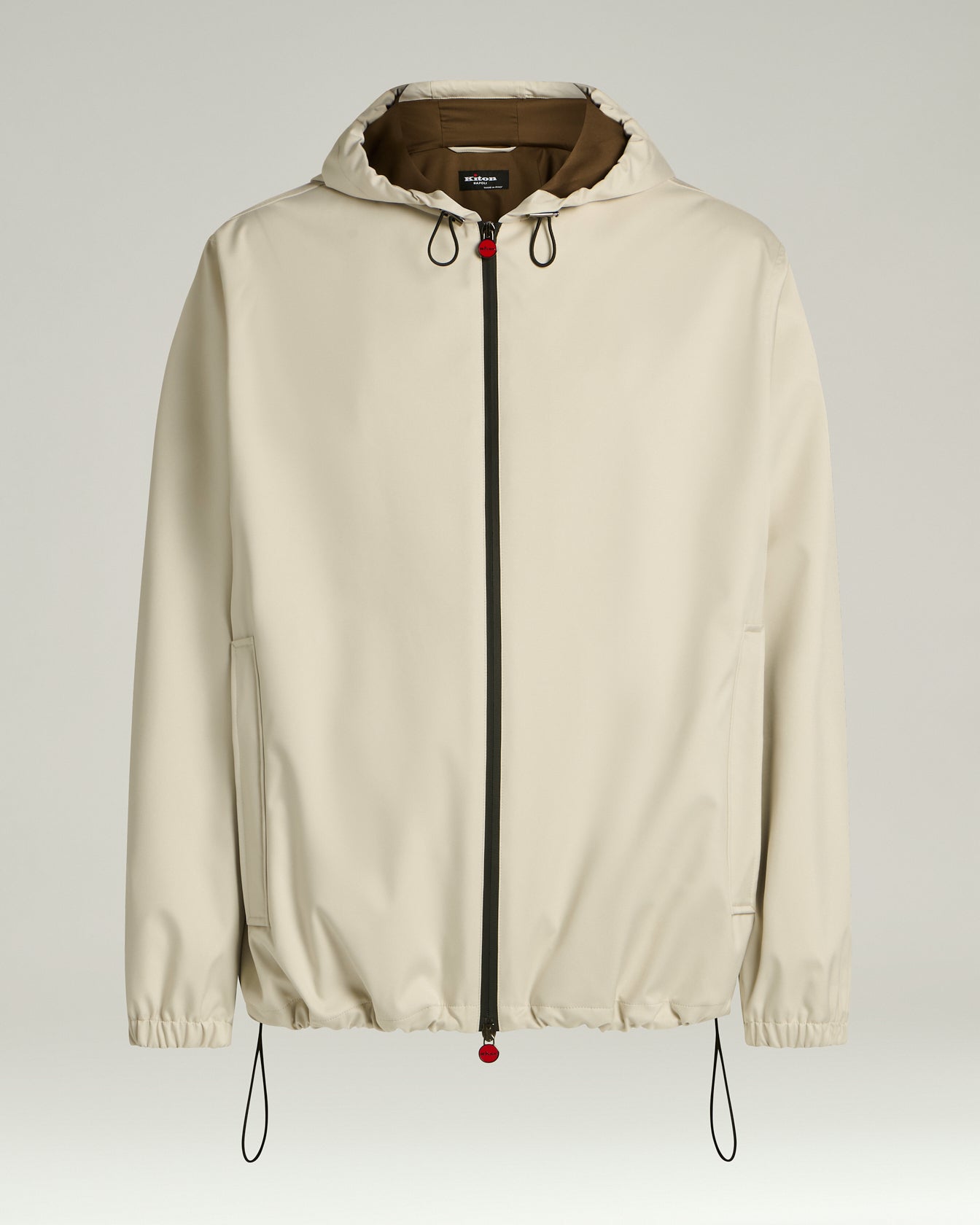HOODED WINDBREAKER BOMBER JACKET WITH CONTRASTING LINING