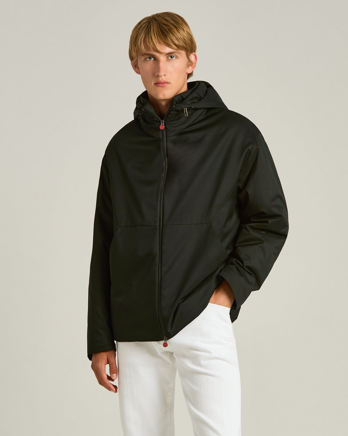 HOODED TECHNICAL FABRIC JACKET