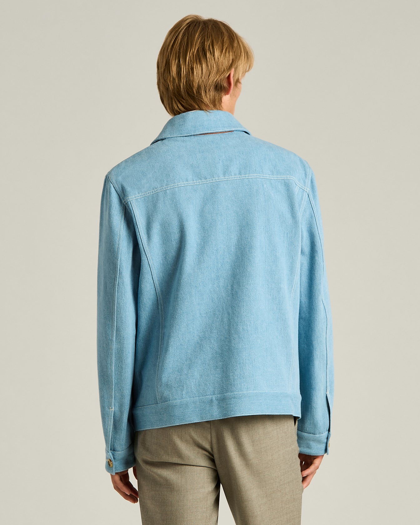 Cotton Jacket Azure with Lambskin Detail3