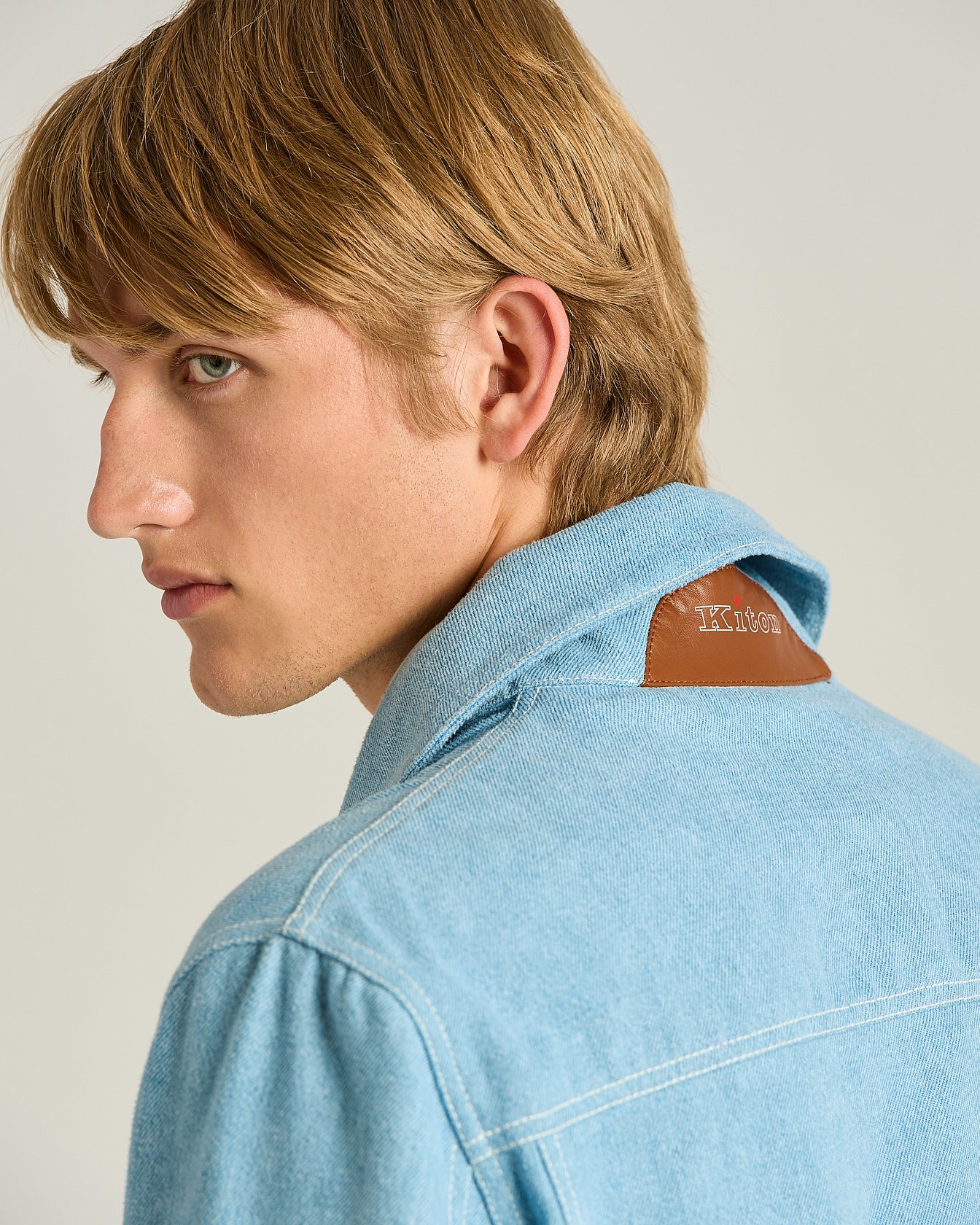 Cotton Jacket Azure with Lambskin Detail4