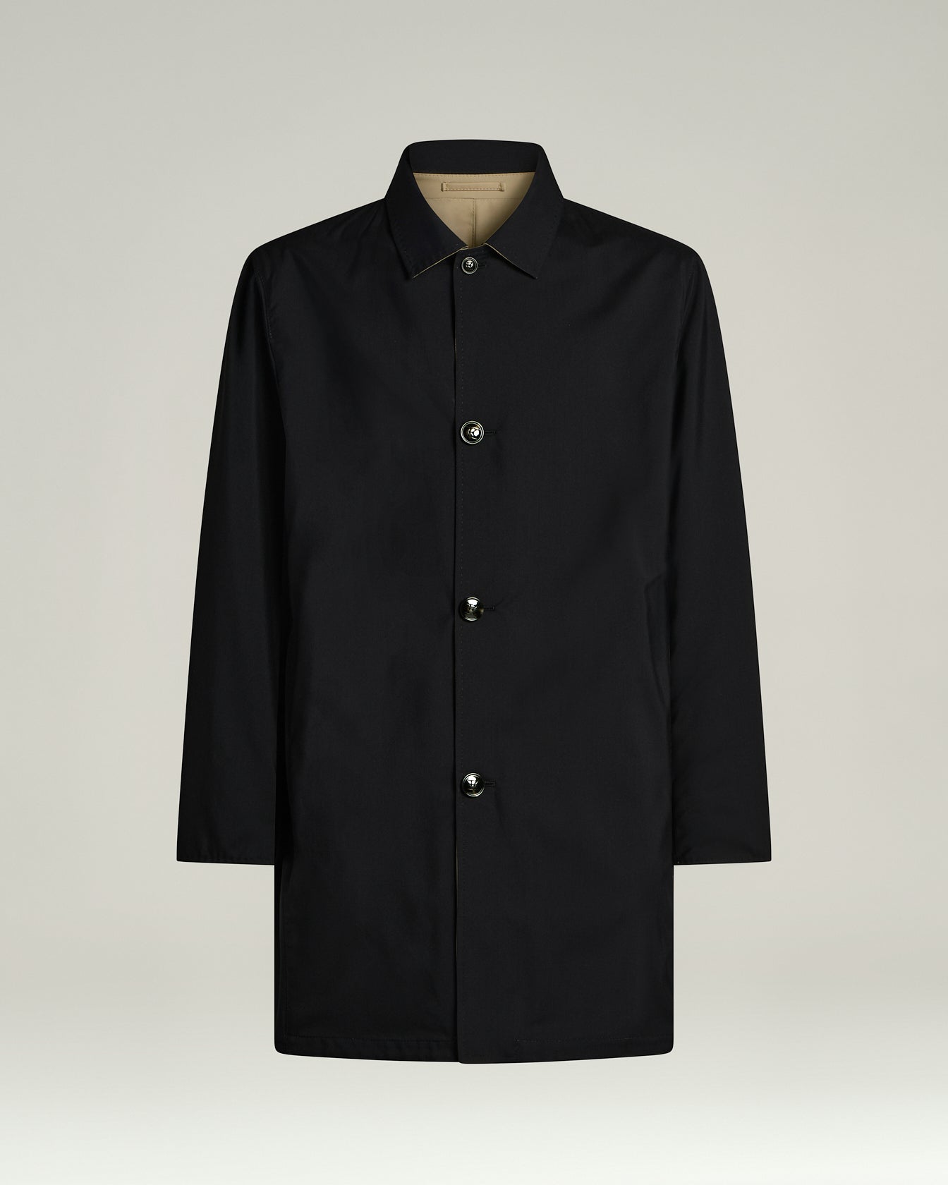 REVERSIBLE WOOL AND SILK OVERCOAT