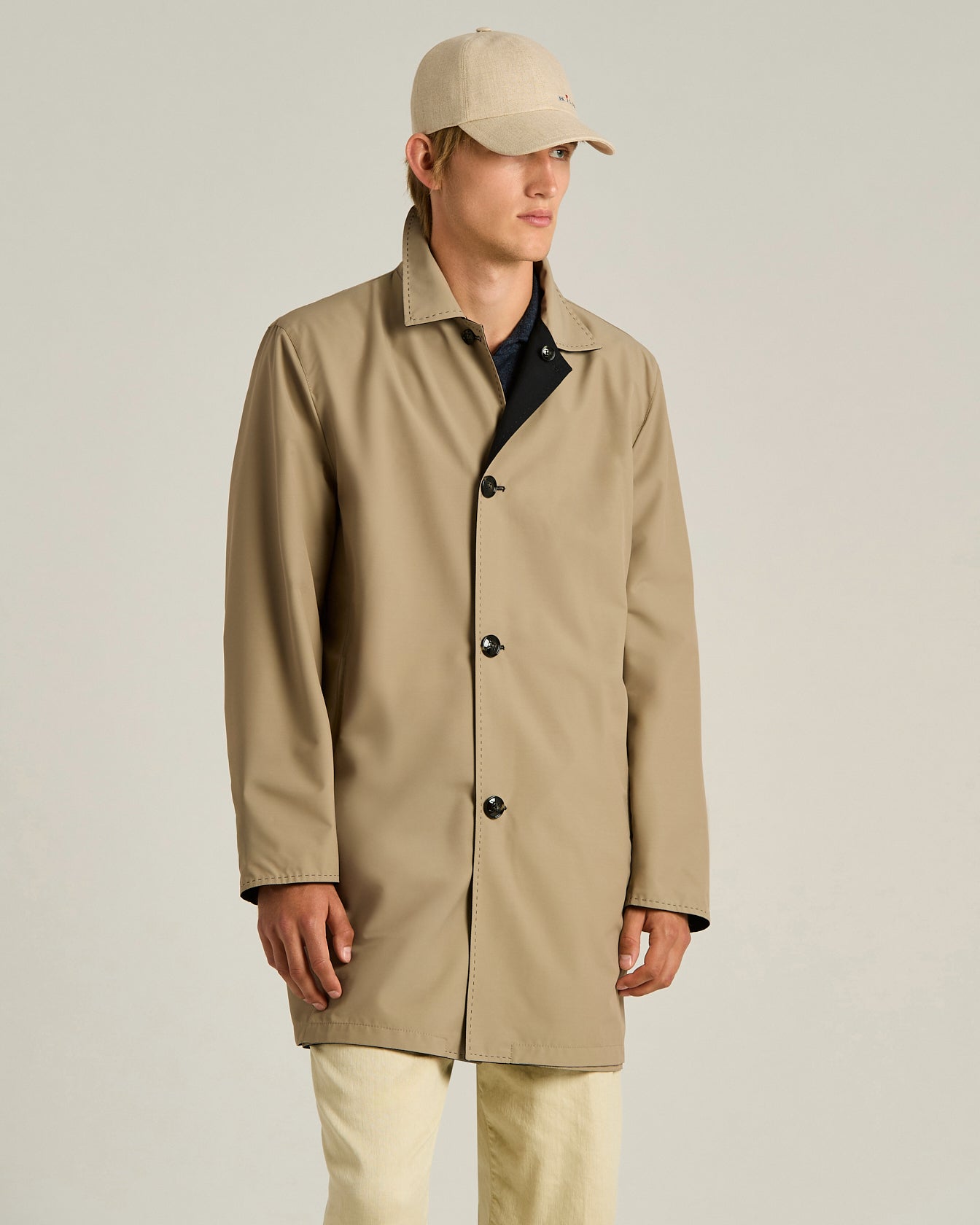 REVERSIBLE WOOL AND SILK OVERCOAT