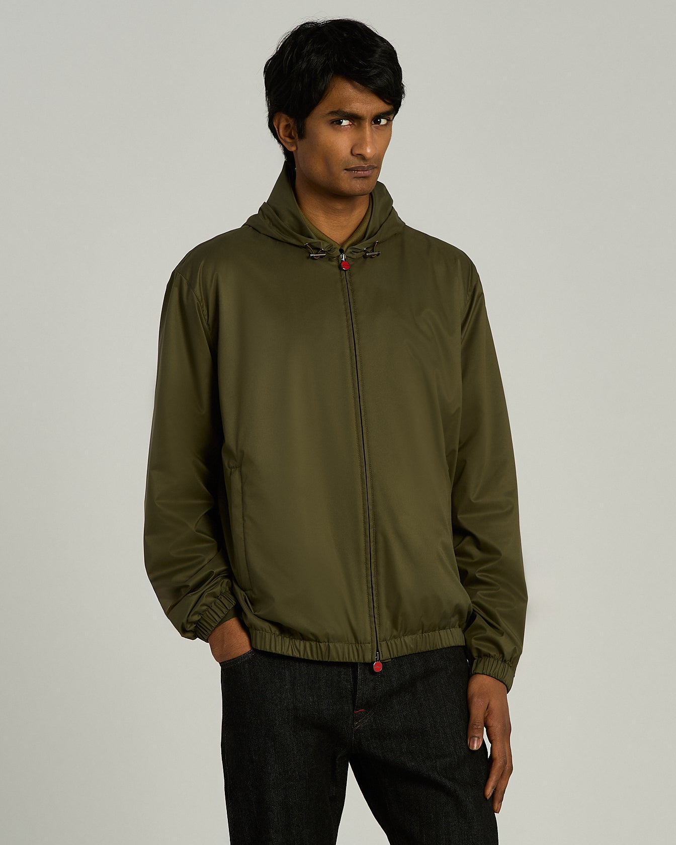 TECHNICAL FABRIC HOODED JACKET